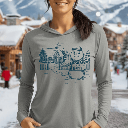Hawaii Or Bust Snowman Hooded Long Sleeve Grey TriBlend / XS