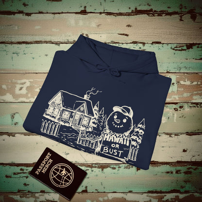 Hawaii Or Bust Snowman Hoodie Navy / S