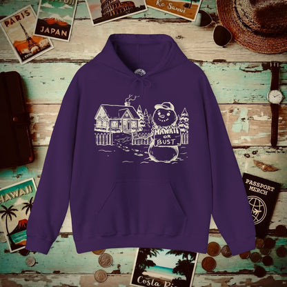 Hawaii Or Bust Snowman Hoodie Purple / S
