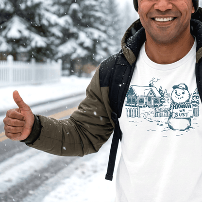 Hawaii Or Bust Snowman T-Shirt White / S