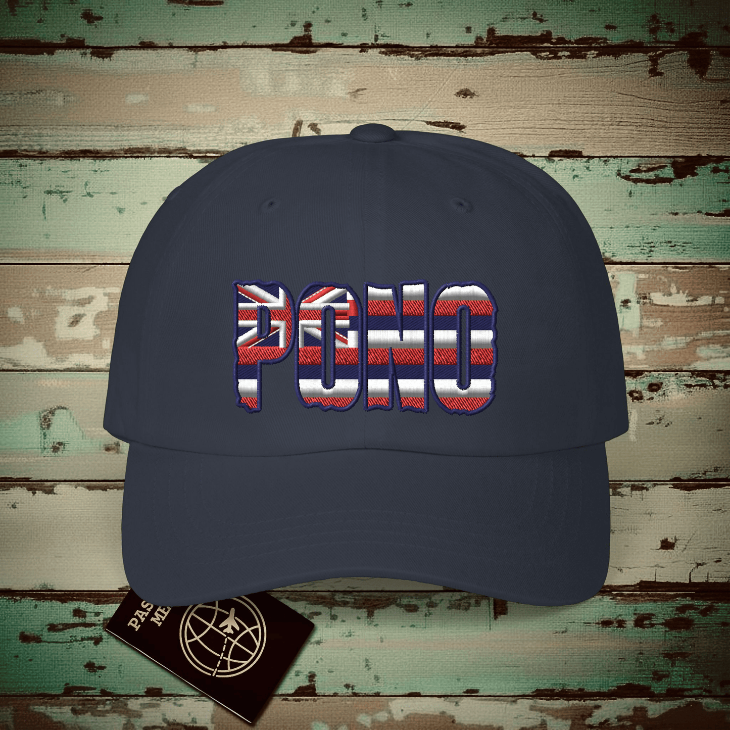 Hawaii Pono Letter Flag Embroidered Hat Navy / One size