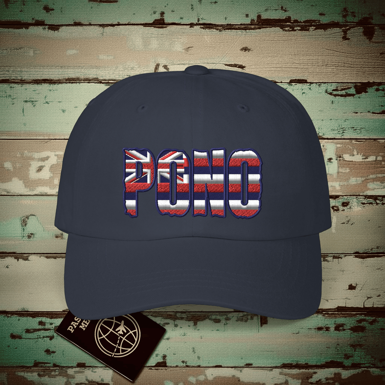 Hawaii Pono Letter Flag Embroidered Hat Navy / One size