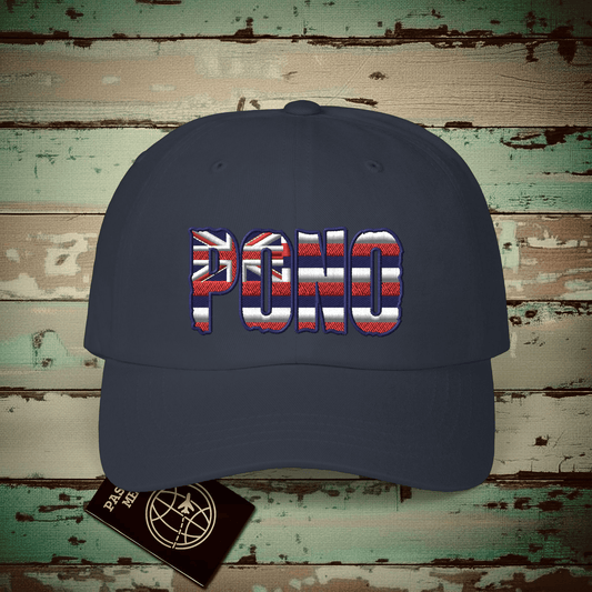 Hawaii Pono Letter Flag Embroidered Hat Navy / One size