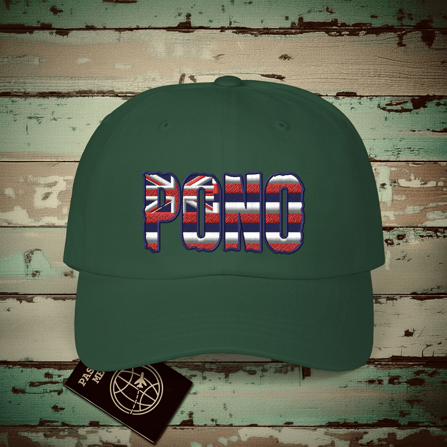 Hawaii Pono Letter Flag Embroidered Hat Spruce / One size