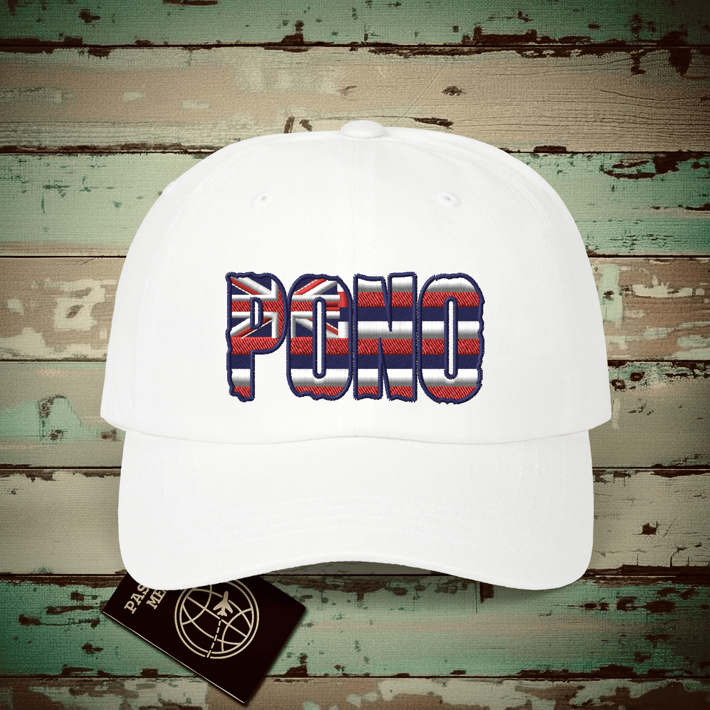 Hawaii Pono Letter Flag Embroidered Hat White / One size