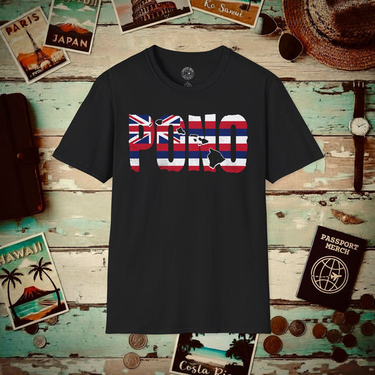 Hawaii Pono Letter Flag T-Shirt Black / S