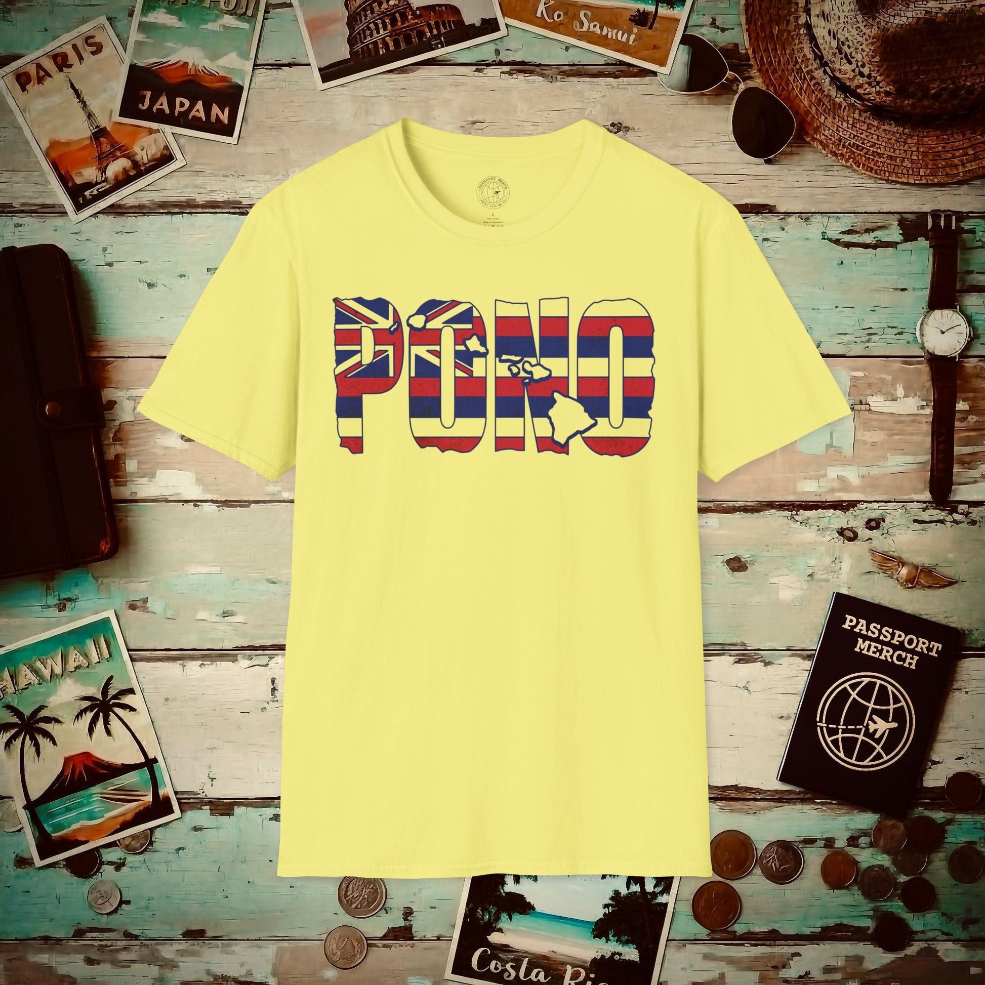 Hawaii Pono Letter Flag T-Shirt Cornsilk / S
