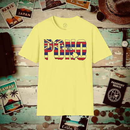 Hawaii Pono Letter Flag T-Shirt Cornsilk / S