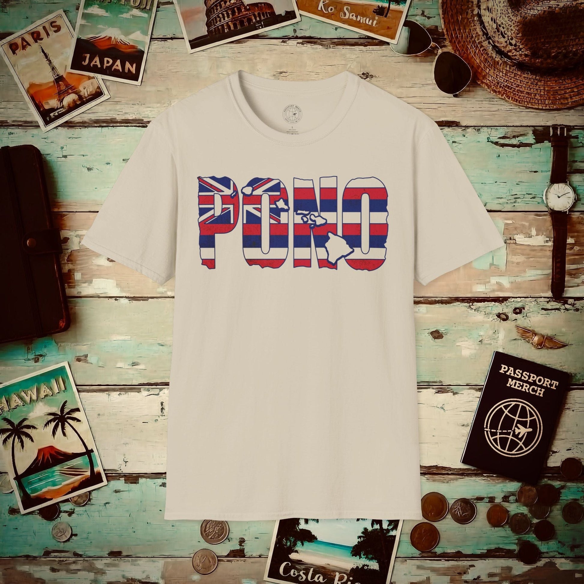 Hawaii Pono Letter Flag T-Shirt Sand / S