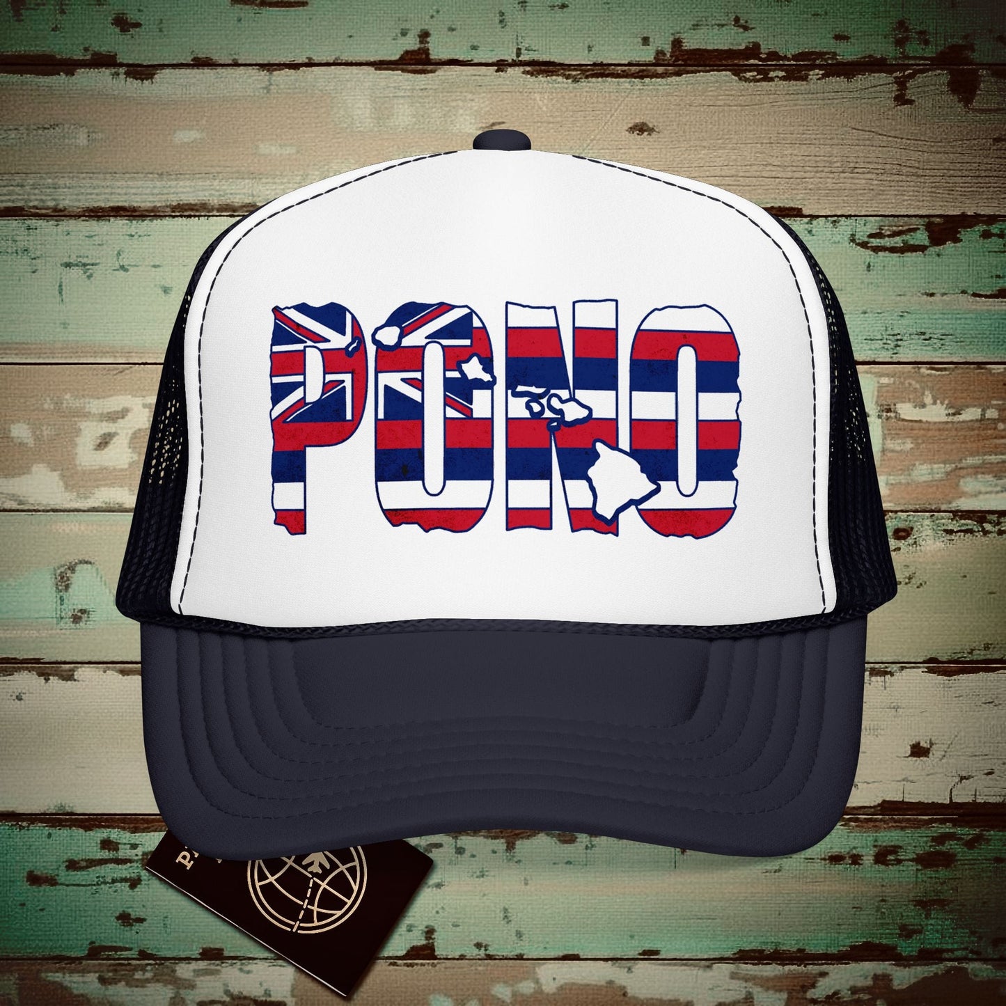 Hawaii Pono Letter Flag Trucker Hat Navy / White / Navy / One size