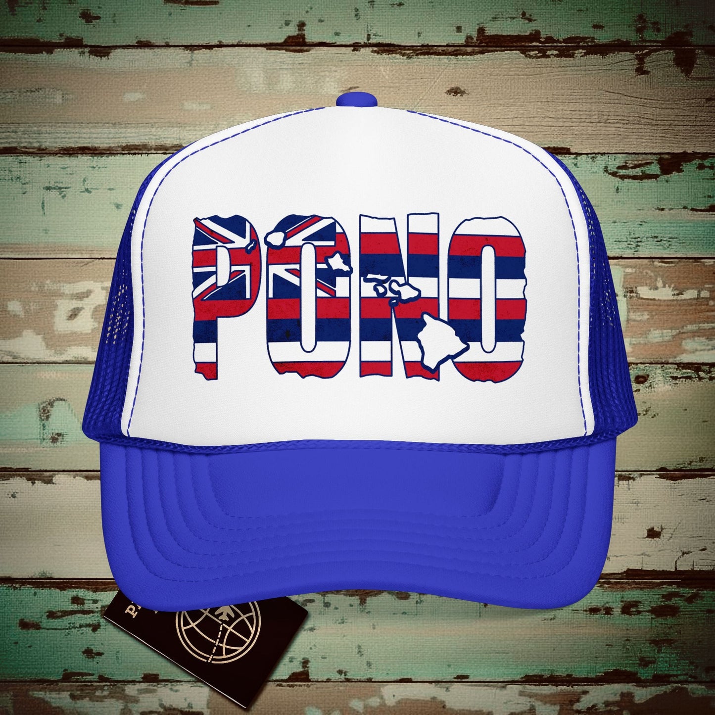 Hawaii Pono Letter Flag Trucker Hat Royal / White / Royal / One size