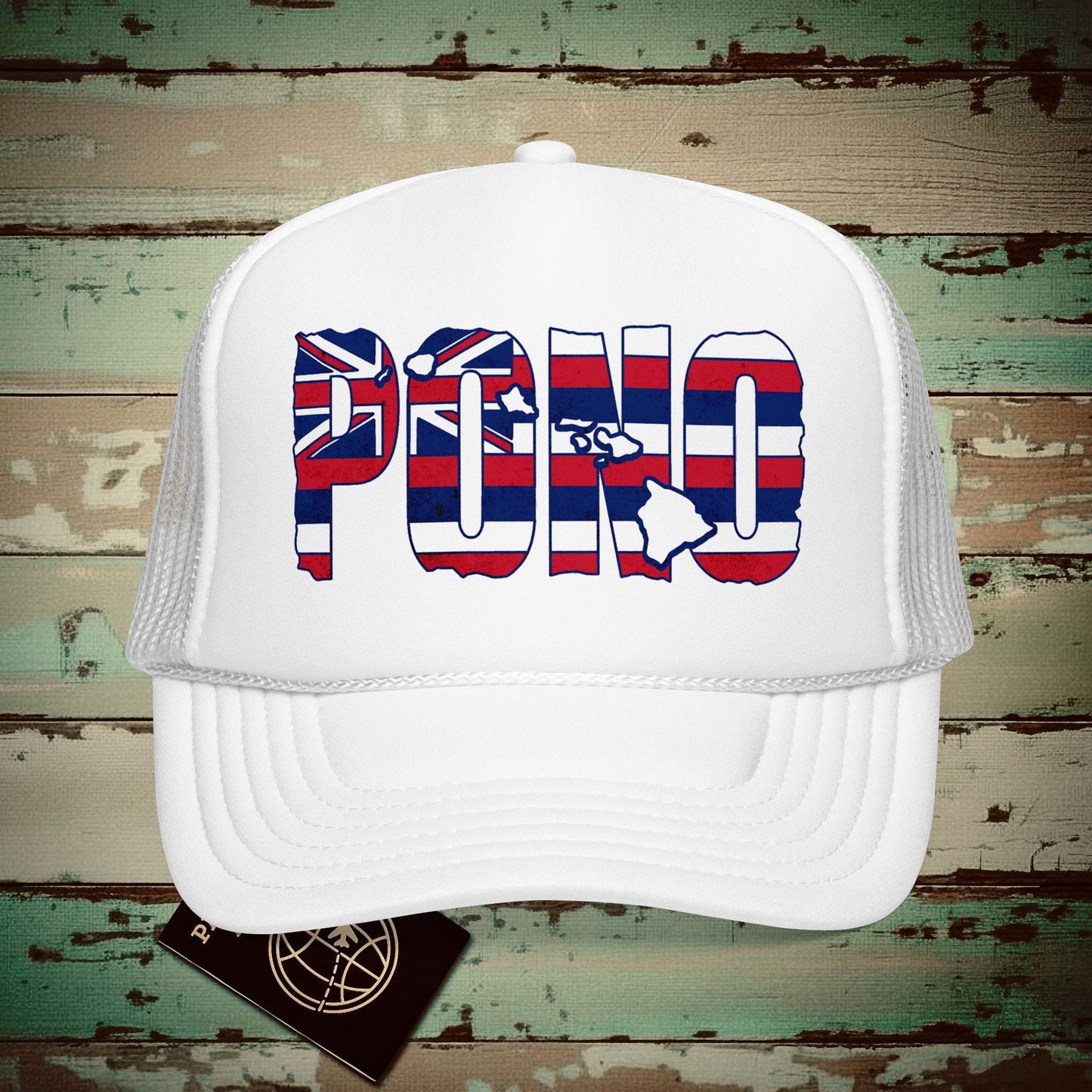 Hawaii Pono Letter Flag Trucker Hat White / One size