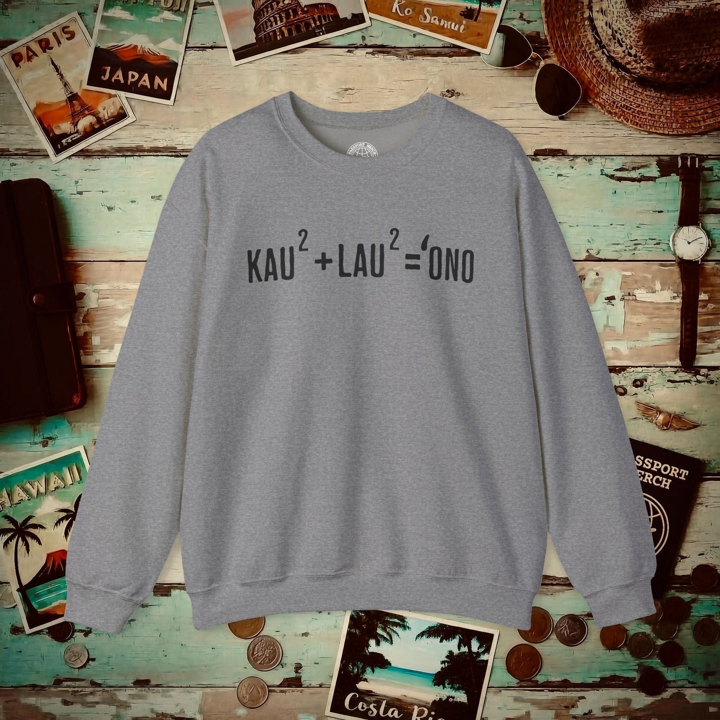 Hawaiian Foodie Math (Basic Algebra) Crewneck Graphite Heather / S