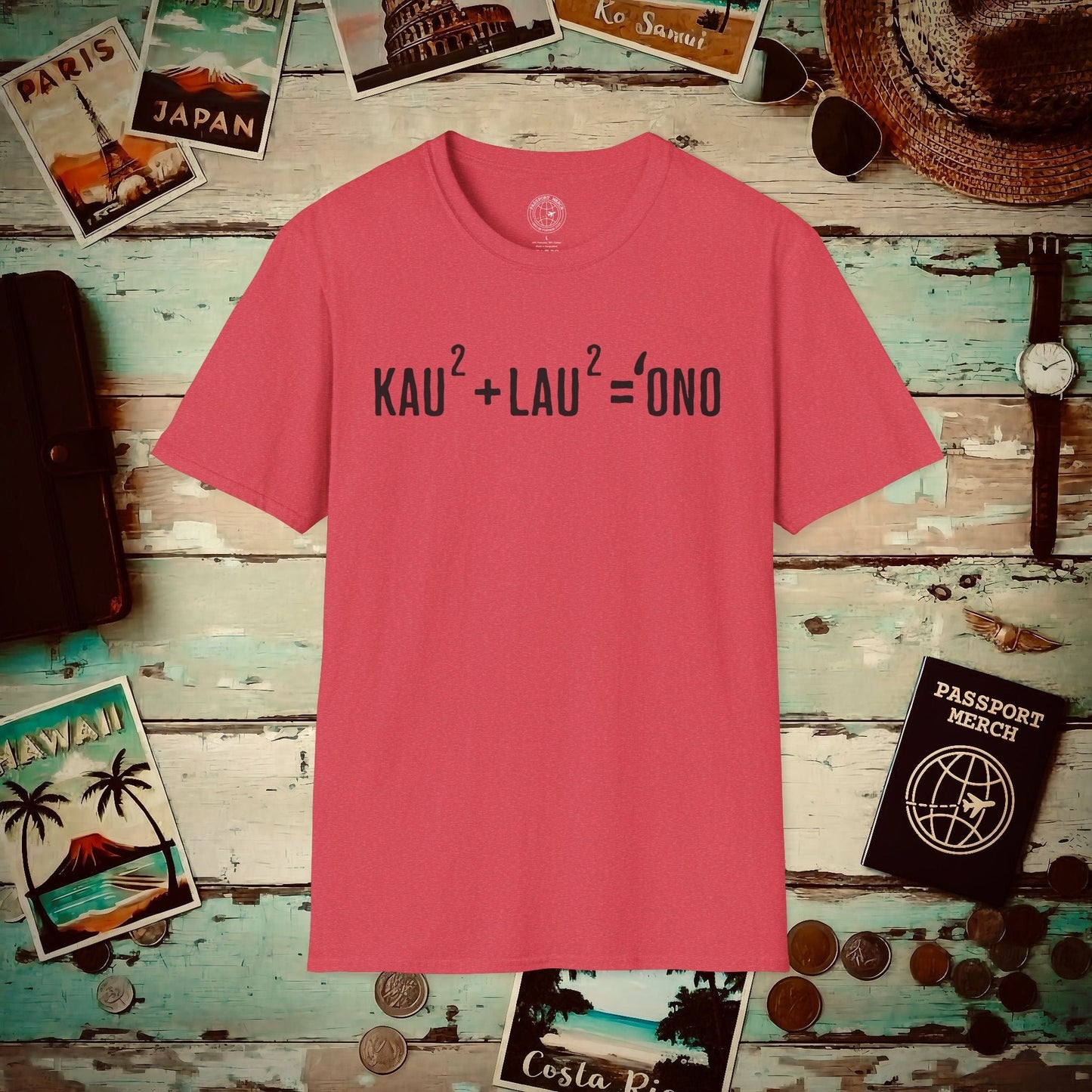 Hawaiian Foodie Math (Basic Algebra) T-Shirt Heather Red / S