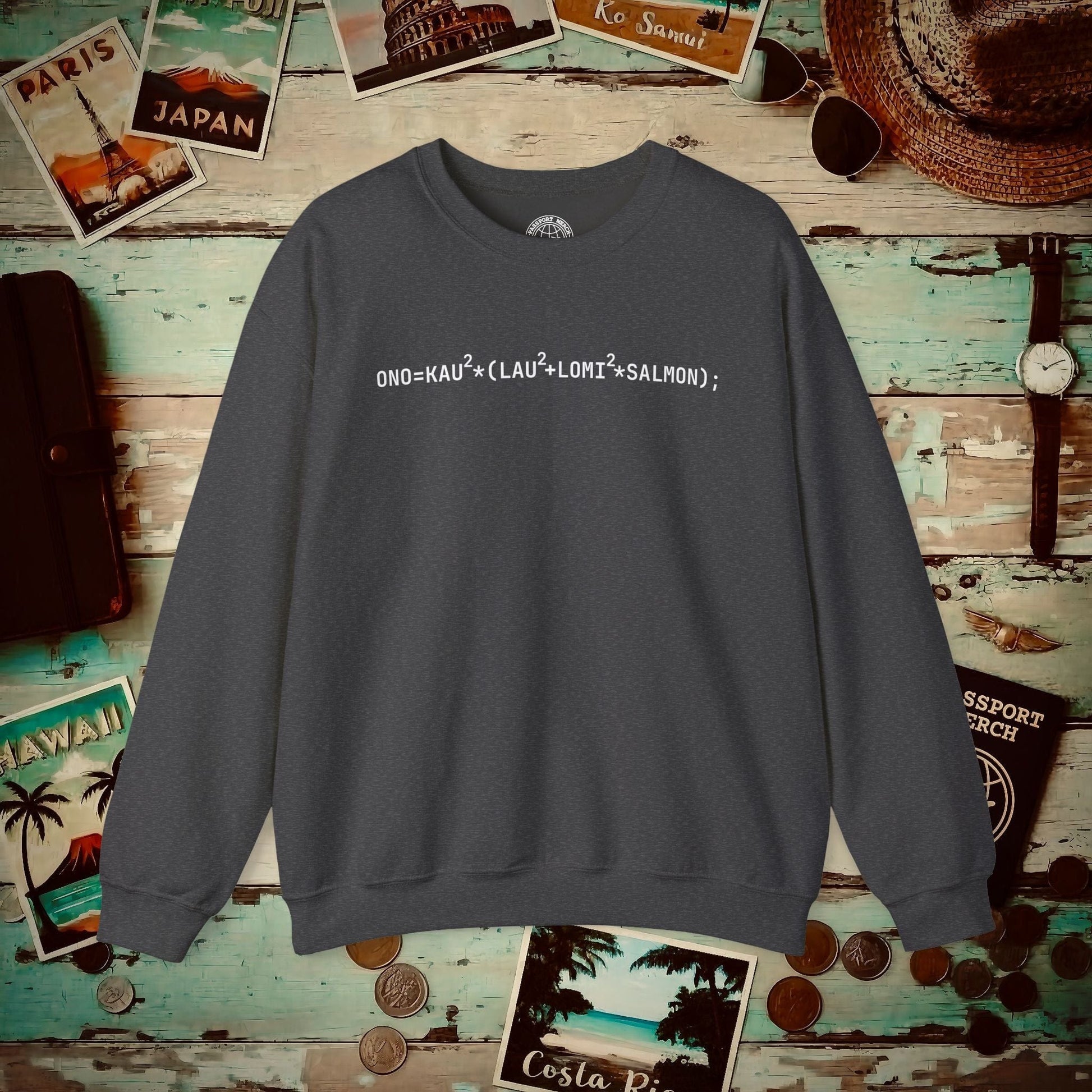 Hawaiian Foodie Math (Coder) Crewneck Dark Heather / S