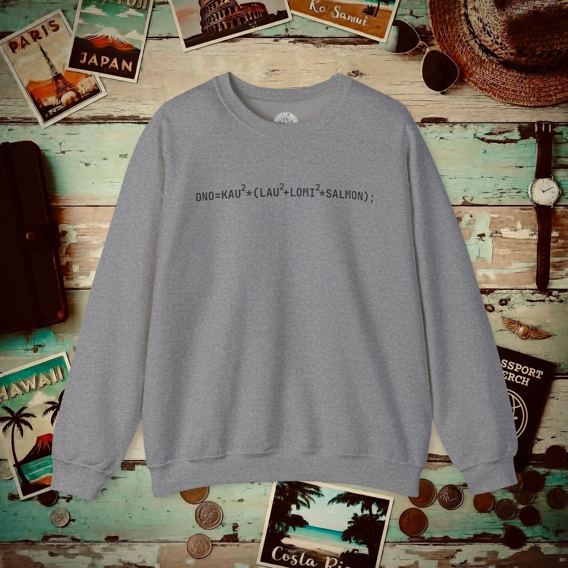 Hawaiian Foodie Math (Coder) Crewneck Graphite Heather / S