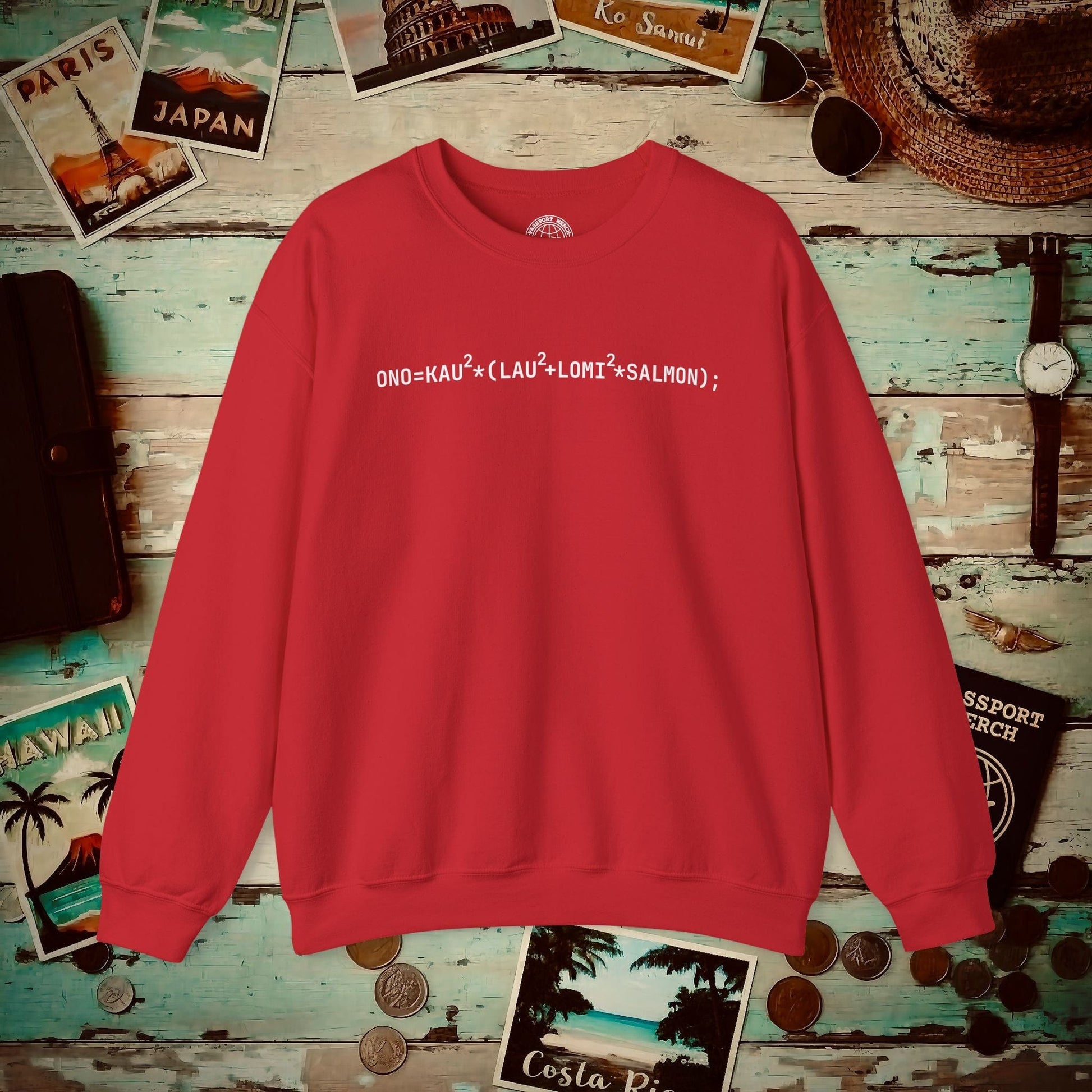 Hawaiian Foodie Math (Coder) Crewneck Red / S