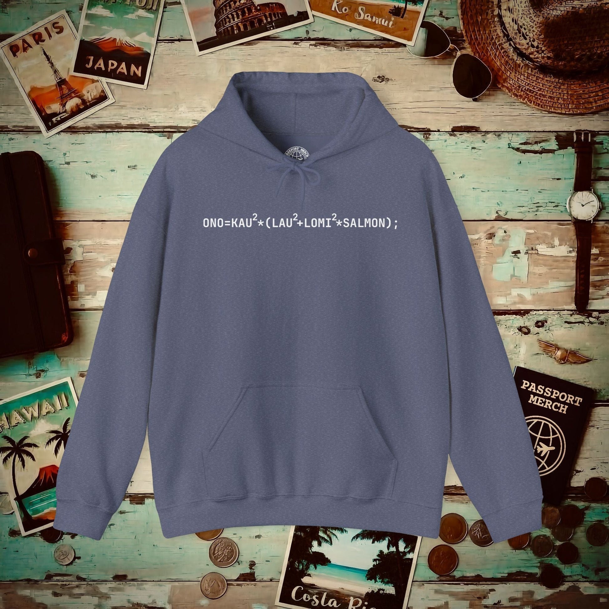 Hawaiian Foodie Math (Coder) Hoodie Heather Navy / S