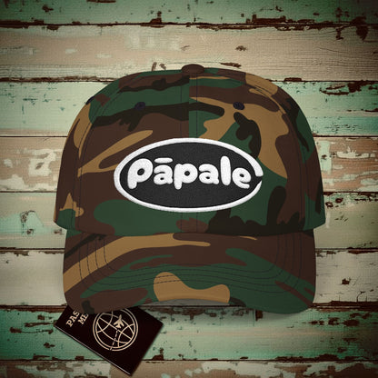 Hawaiian Language Embroidered Hat that says Hat (Papale) Green Camo / One size