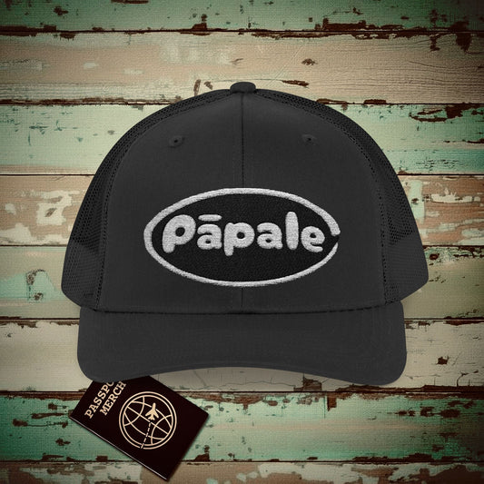 Hawaiian Language Embroidered Trucker Hat that says Hat (Papale) Black / One size