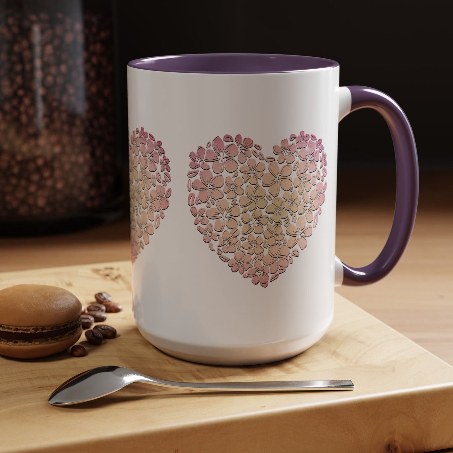 Hawaiian Plumeria Heart 15oz Mug Purple / 15oz