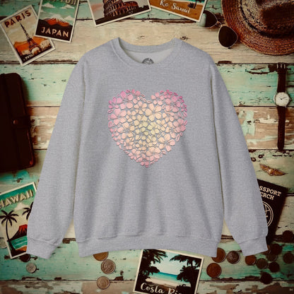 Hawaiian Plumeria Heart Crewneck Sport Grey / S