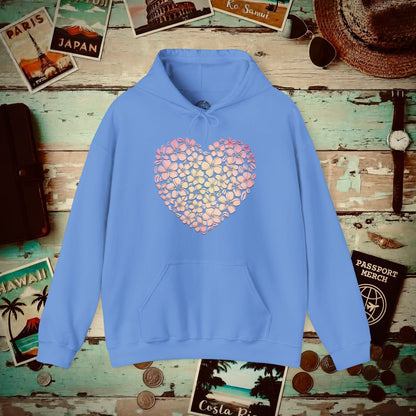 Hawaiian Plumeria Heart Hoodie Carolina Blue / S