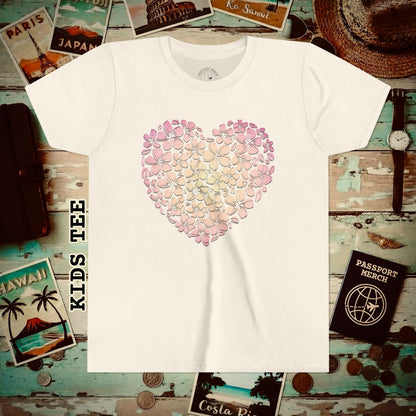 Hawaiian Plumeria Heart Kids Tee Natural / S