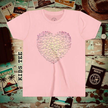 Hawaiian Plumeria Heart Kids Tee Pink / S