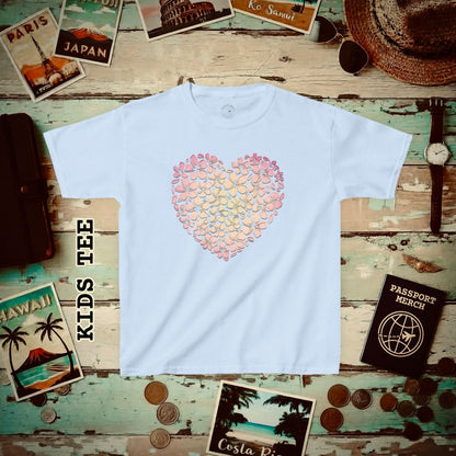 Hawaiian Plumeria Heart Kids Tee XS / Light Blue