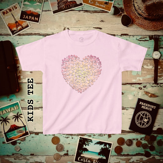 Hawaiian Plumeria Heart Kids Tee XS / Light Pink