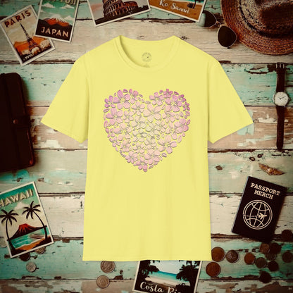 Hawaiian Plumeria Heart T-Shirt Cornsilk / S