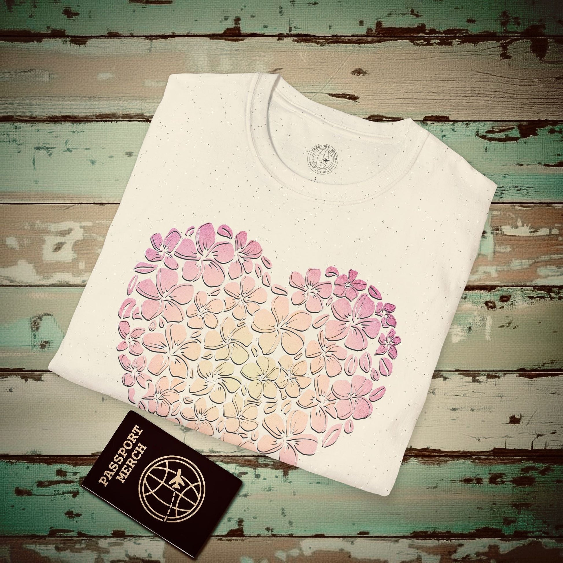 Hawaiian Plumeria Heart T-Shirt Natural / S