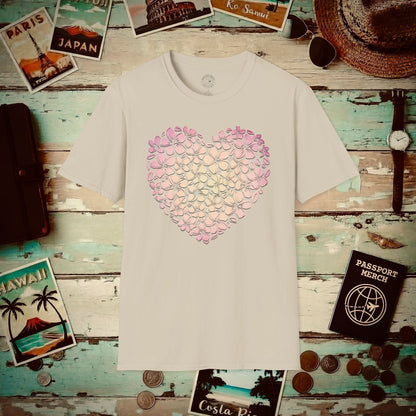 Hawaiian Plumeria Heart T-Shirt Sand / S