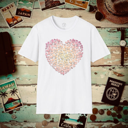 Hawaiian Plumeria Heart T-Shirt White / S