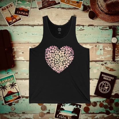 Hawaiian Plumeria Heart Tank Top Black / XS