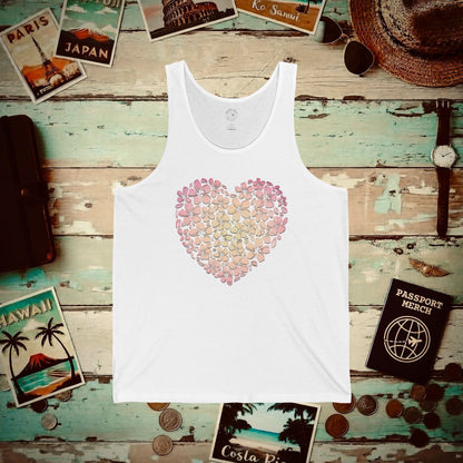 Hawaiian Plumeria Heart Tank Top White / XS
