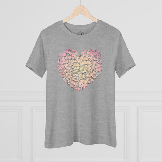 Hawaiian Plumeria Heart, Womens Fit T-Shirt Athletic Heather / S