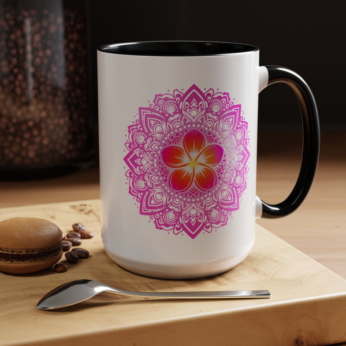Hawaiian Plumeria Mandala 15oz Mug Black / 15oz