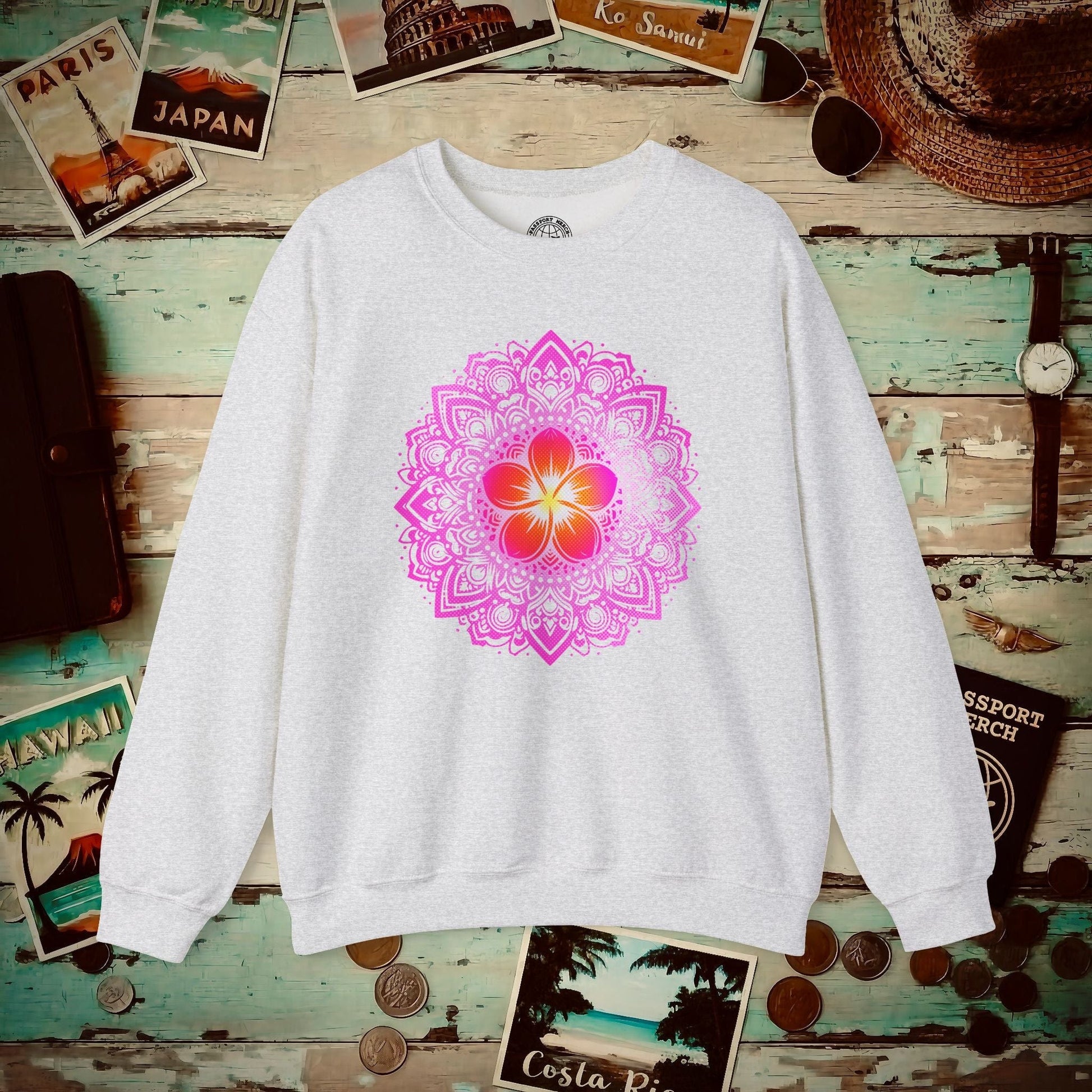 Hawaiian Plumeria Mandala Crewneck Ash / S