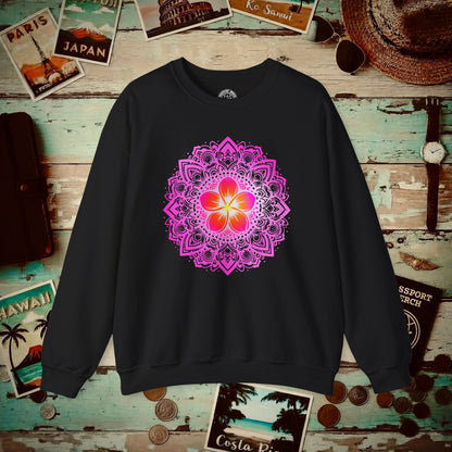 Hawaiian Plumeria Mandala Crewneck Black / S