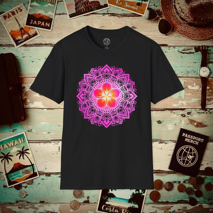 Hawaiian Plumeria Mandala T-Shirt Black / S