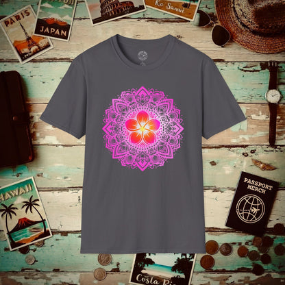 Hawaiian Plumeria Mandala T-Shirt Charcoal / S