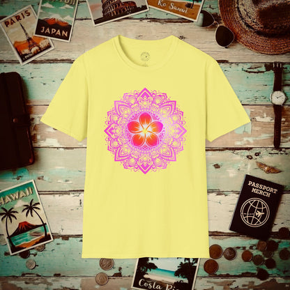 Hawaiian Plumeria Mandala T-Shirt Cornsilk / S