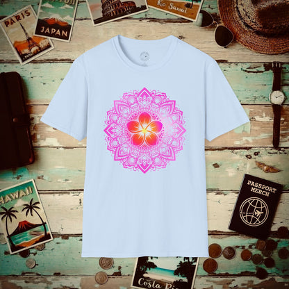 Hawaiian Plumeria Mandala T-Shirt Light Blue / S