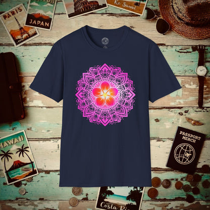 Hawaiian Plumeria Mandala T-Shirt Navy / S