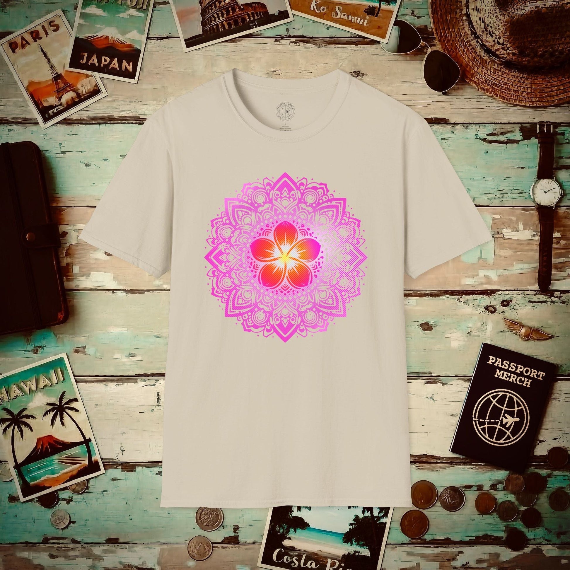 Hawaiian Plumeria Mandala T-Shirt Sand / S