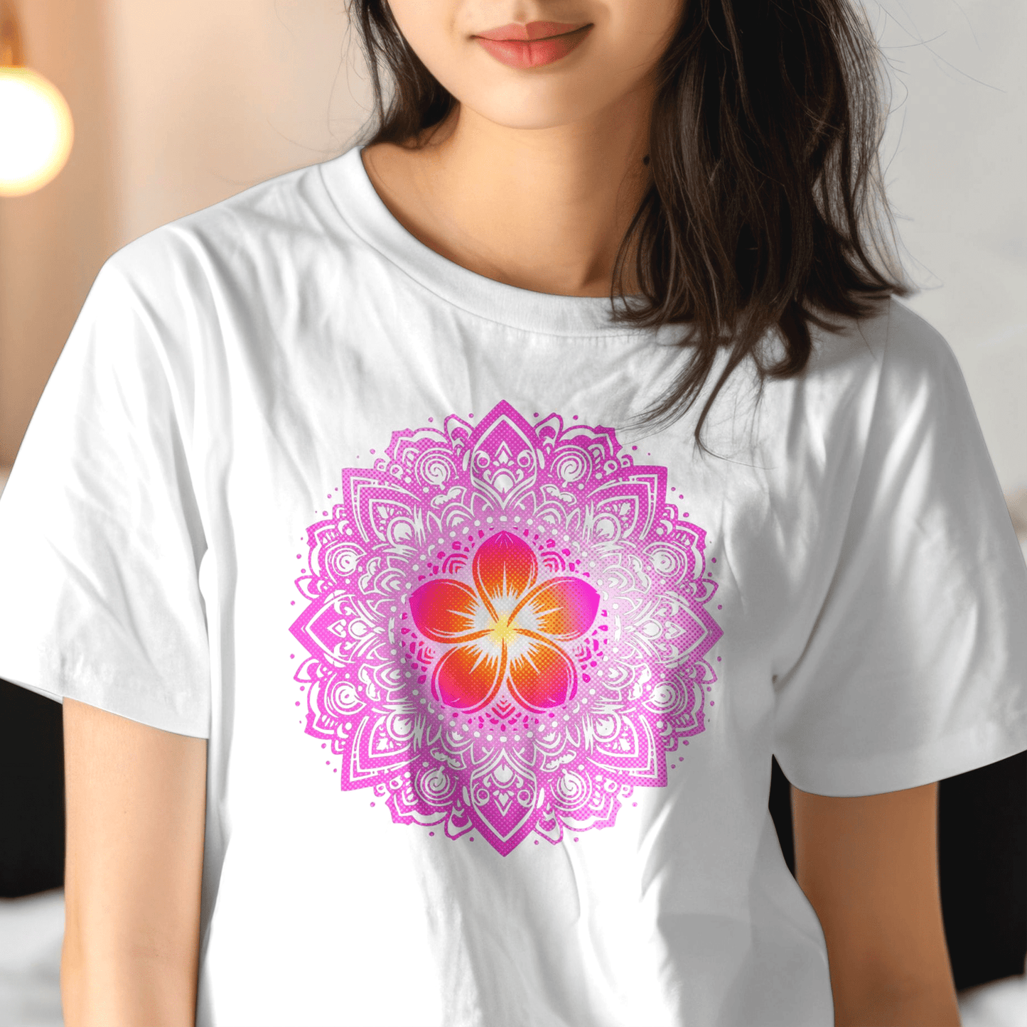 Hawaiian Plumeria Mandala T-Shirt White / S