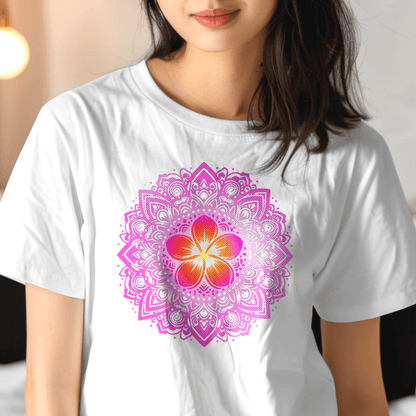 Hawaiian Plumeria Mandala T-Shirt White / S