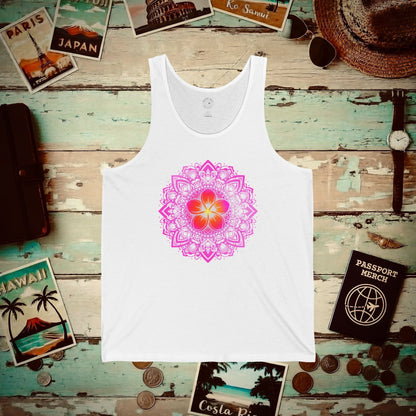Hawaiian Plumeria Mandala Tank Top White / XS